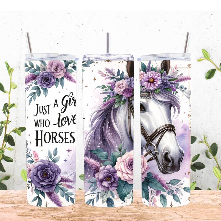 Gobelet de 20 onces, chevaux, juste une fille qui aime les chevaux pour la vente par Paxton's One Stop Shop LLC