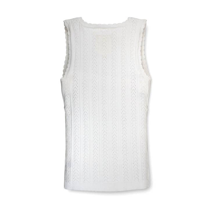 White Pointelle Empire Sweater Tank for wholesale on Faire