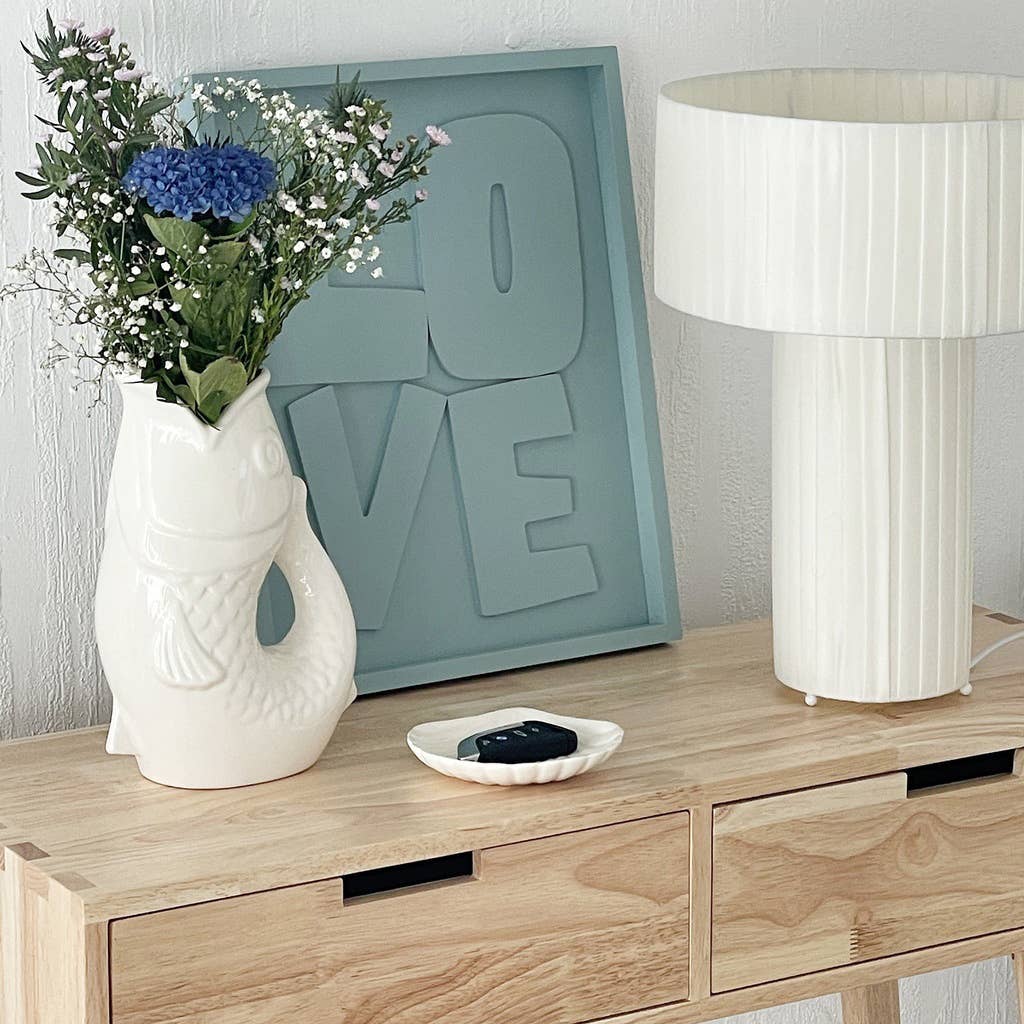 Esbranquiçado Jarro de vaso peixe gm branco quebrado L16,5 P11 H25,3cm para venda a revendedores na Faire2