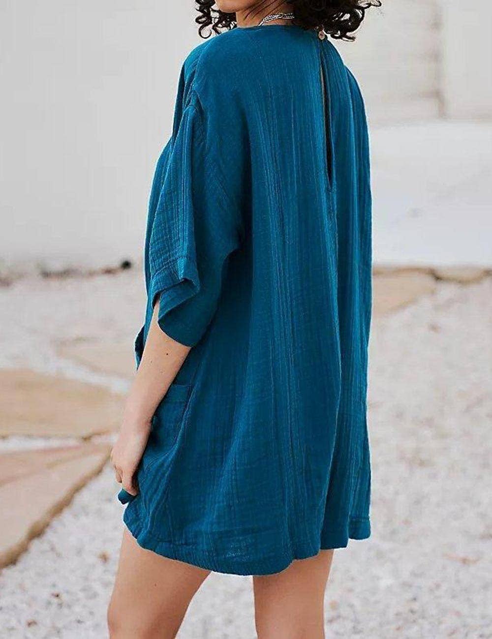 Sweetkama - Wholesale Romper - Women's - Flouncy Shapeless V-Neck Draped Sleeves Romper SKJ18124