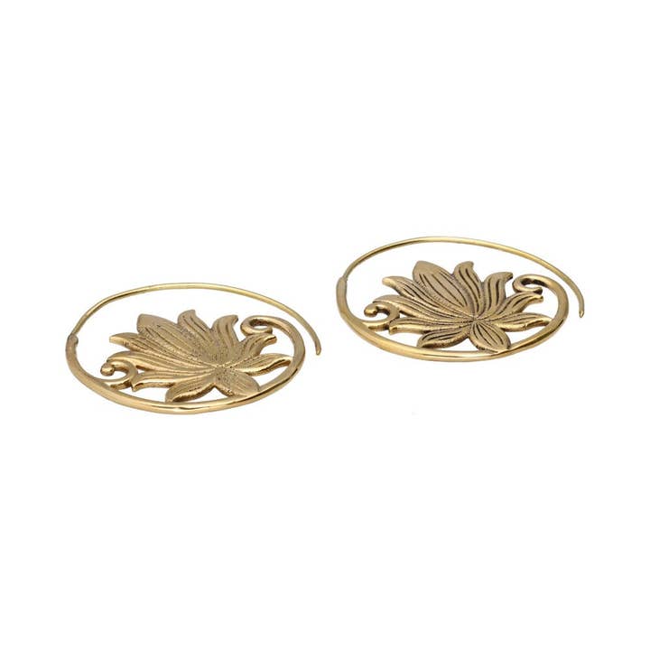 Vives de la Cortada S.L - Wholesale Hoop Earrings - Lotus flower earrings in bronze -7-1