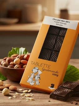 Dark Chocolate Bar 66% Praline Almond Hazelnut 100g for wholesale by Limouzi Saveurs