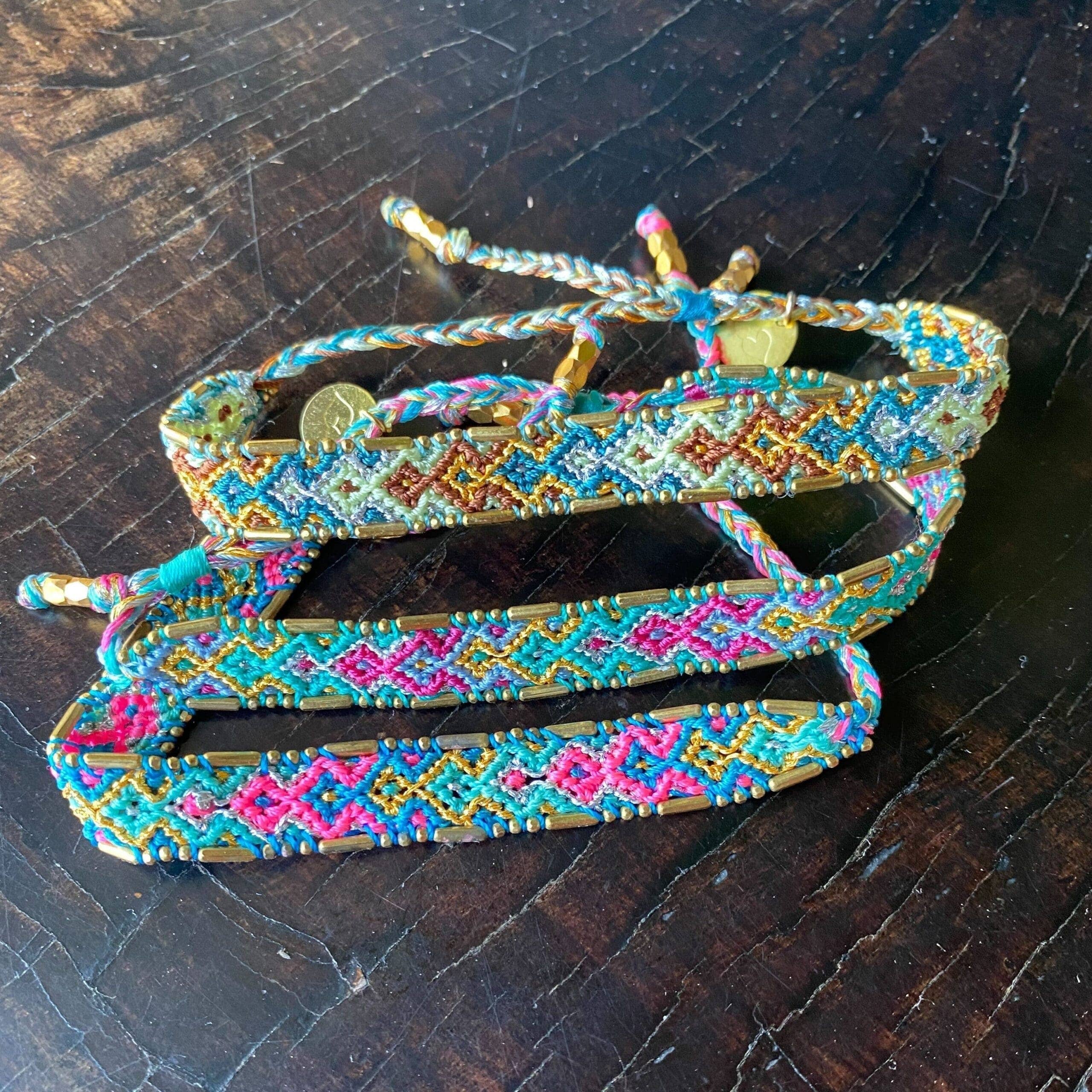 Love Is Project - Wholesale Woven/Braided Bracelet - Bali Metallic Friendship Bracelet - Aqua Mist1