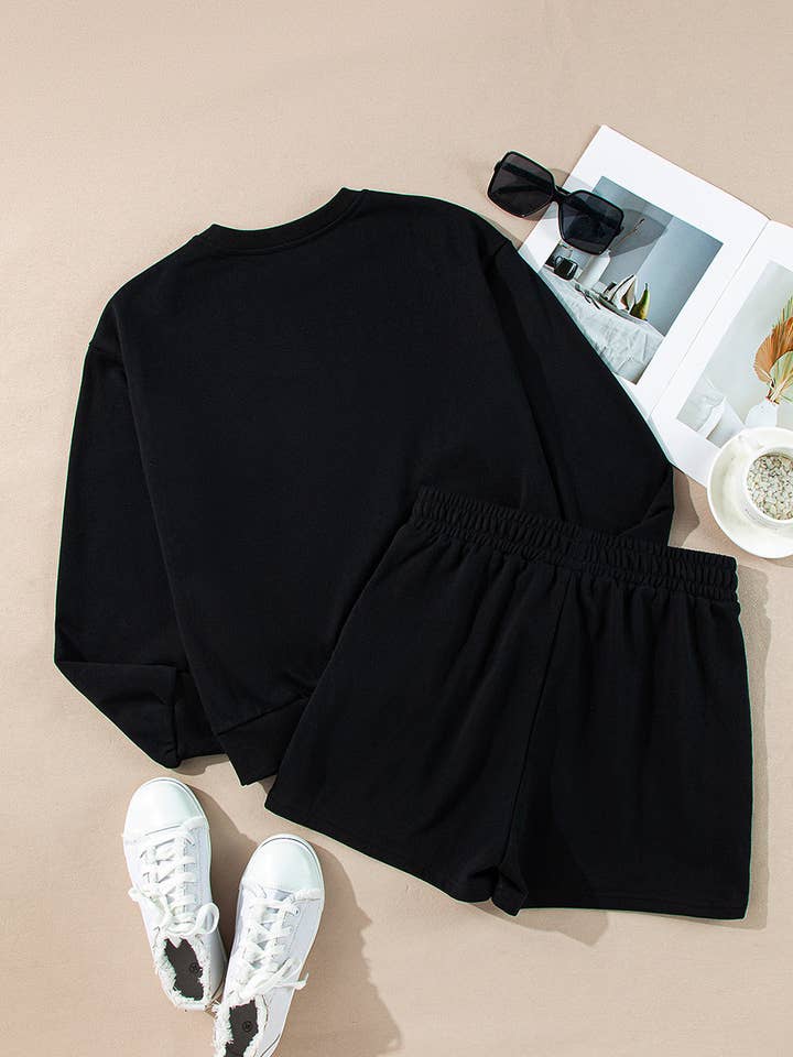 Black FB Christmas Merry Sequin Pullover and Shorts Set for wholesale on Faire5