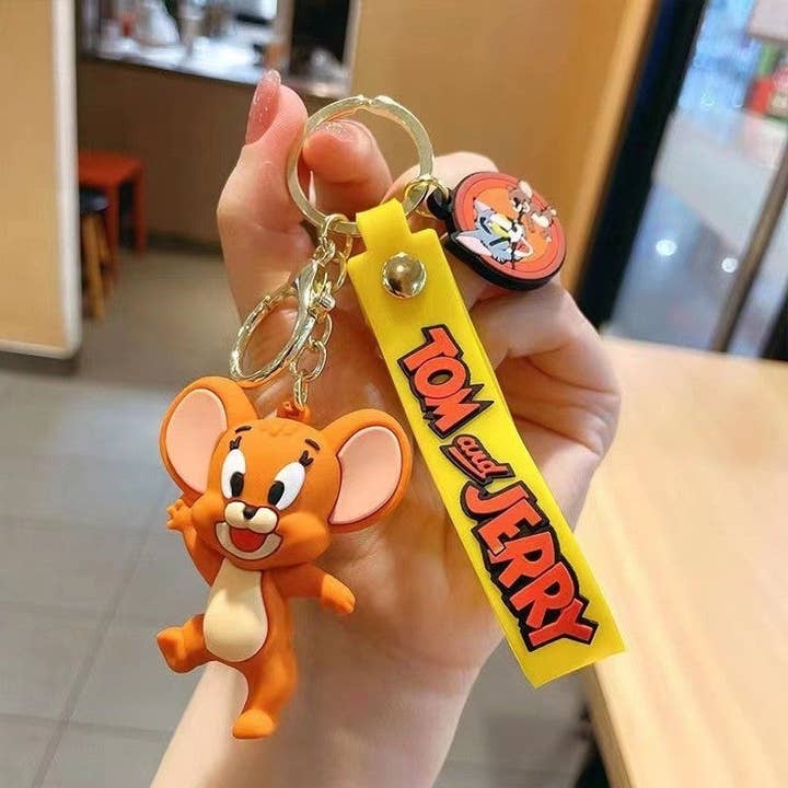 UZ Wholesale Store - Wholesale Keychain - Women's - Whimsical Cat and Mouse Cartoon Keychain
