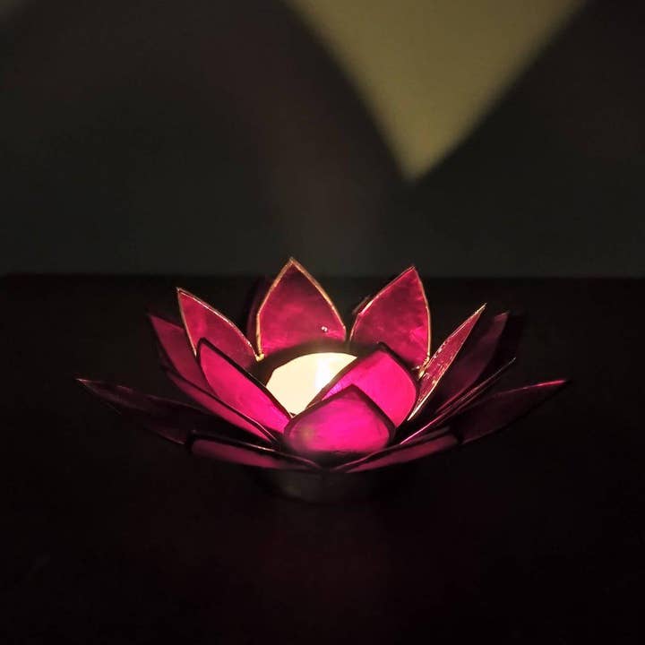 Rauha Crafts - Wholesale Candle Holder - Capiz Tealight Candle Holder | Lotus - Red1