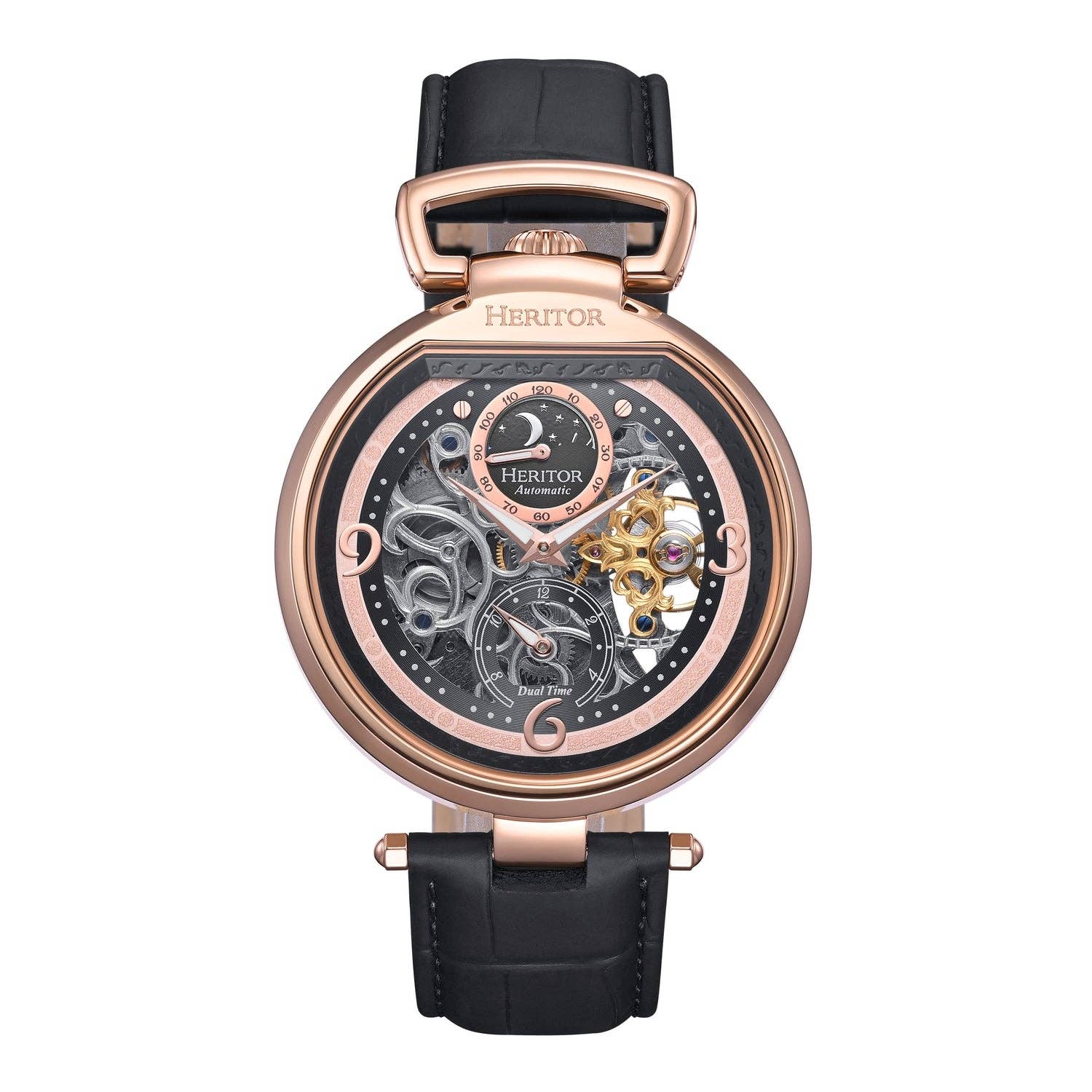 Heritor Automatic - Wholesale Wrist Watch - Men's - Heritor Automatic Lincoln Semi-Skeleton Leather-Band Watch12