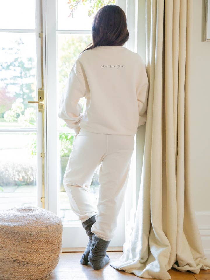"Never Look Back" Cozy Crewneck Heavy Sweater for wholesale by Om & Ah London