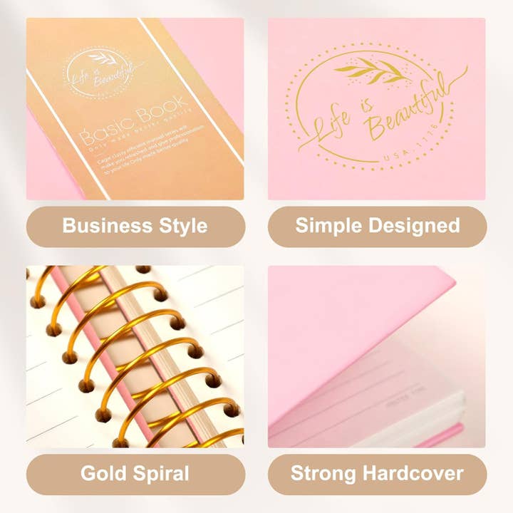 Pink Hardcover Spiral Notebook 300 Pages College Ruled B5 for wholesale on Faire