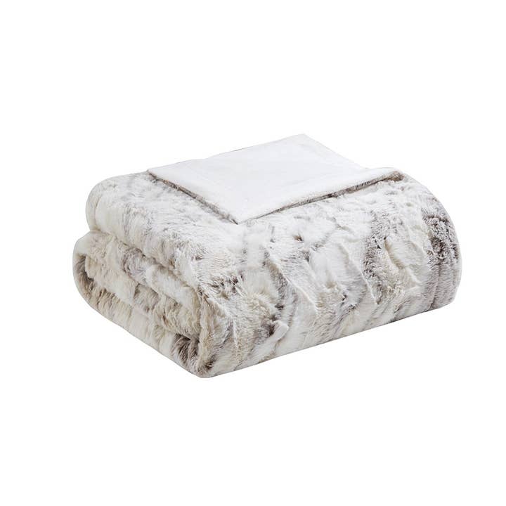 Olliix - Wholesale Throw Blanket - Faux Fur Oversized 60x70" Marble Throw Blanket, Natural3