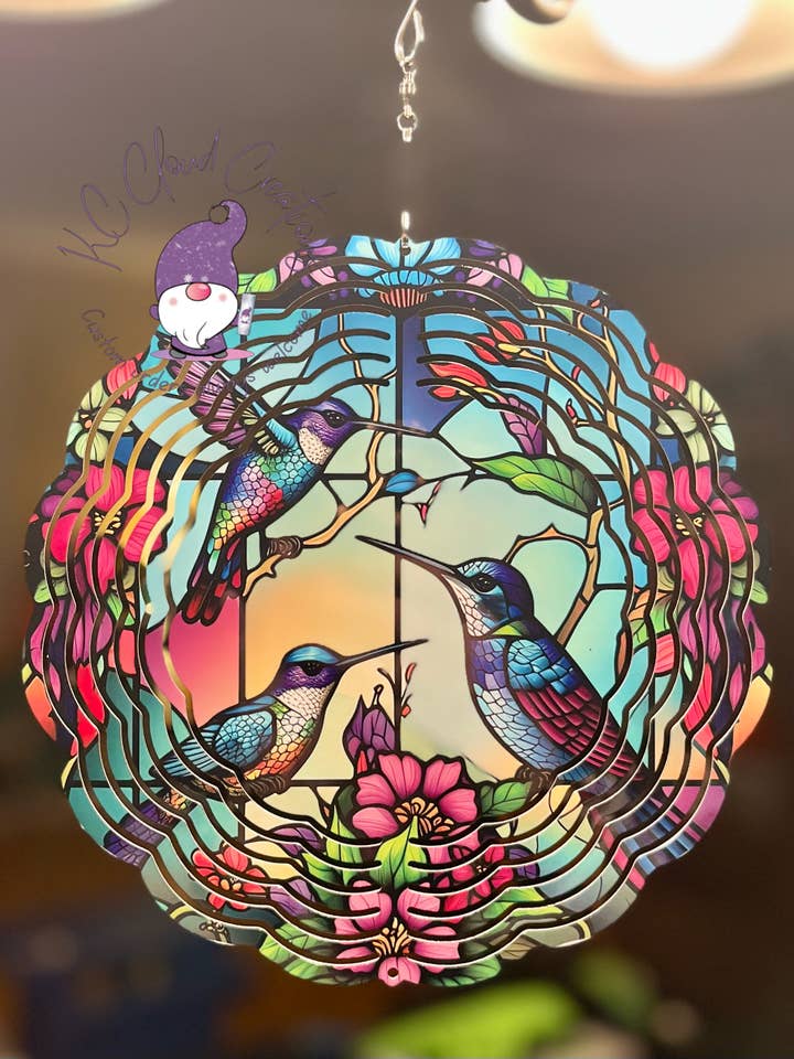 Hummingbird Wind Spinner for wholesale by KC Cloud Creations
