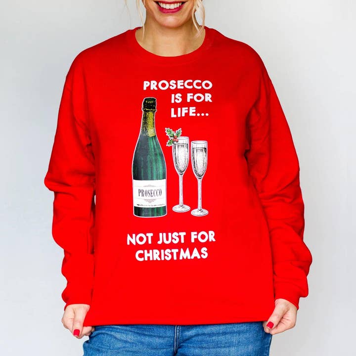 'Prosecco Is For Life' Christmas Jumper for wholesale by Of Life & Lemons