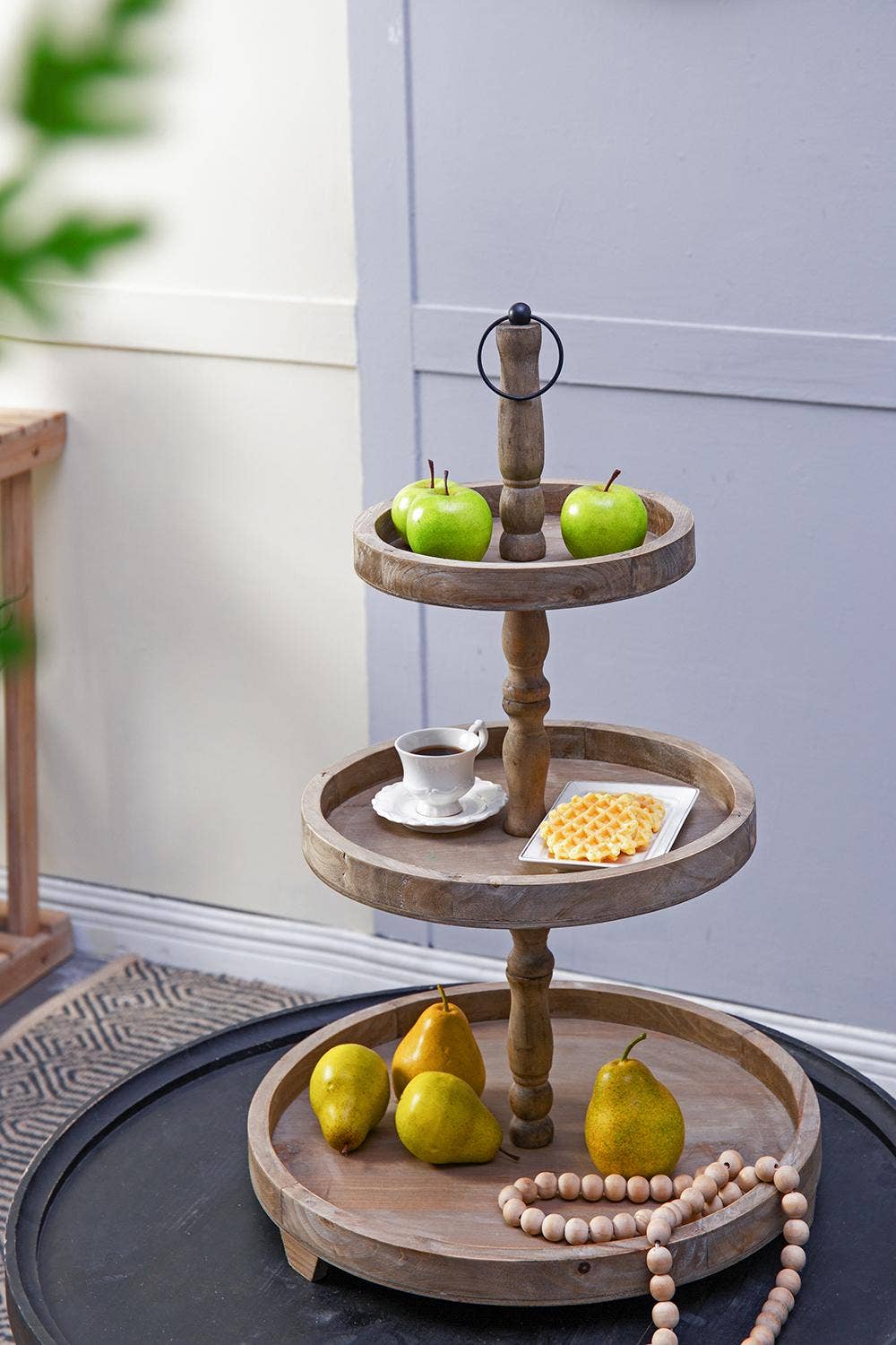 A&B Home Group Inc. - Wholesale Decorative Tray - D19X30" Woodruff 3-Tier Round Serving Tray 2EA/CTN