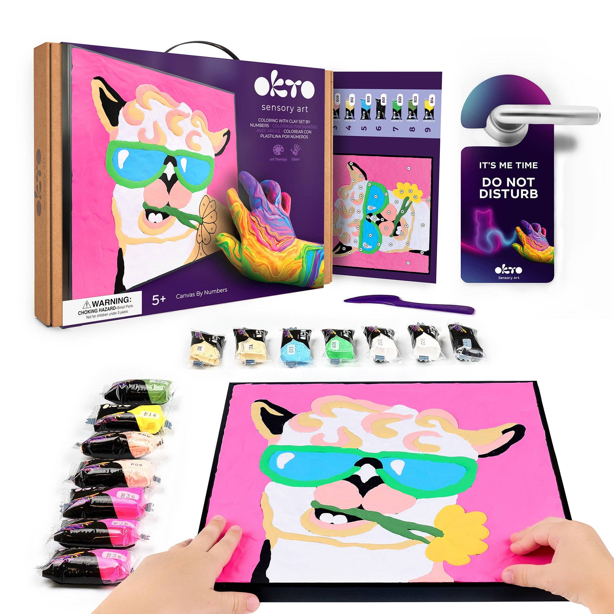Fainotoys - Wholesale DIY Craft Kit - Kids - OKTO Clay by Numbers — Lama — (16.54×12.01 in) — Ages 5+0