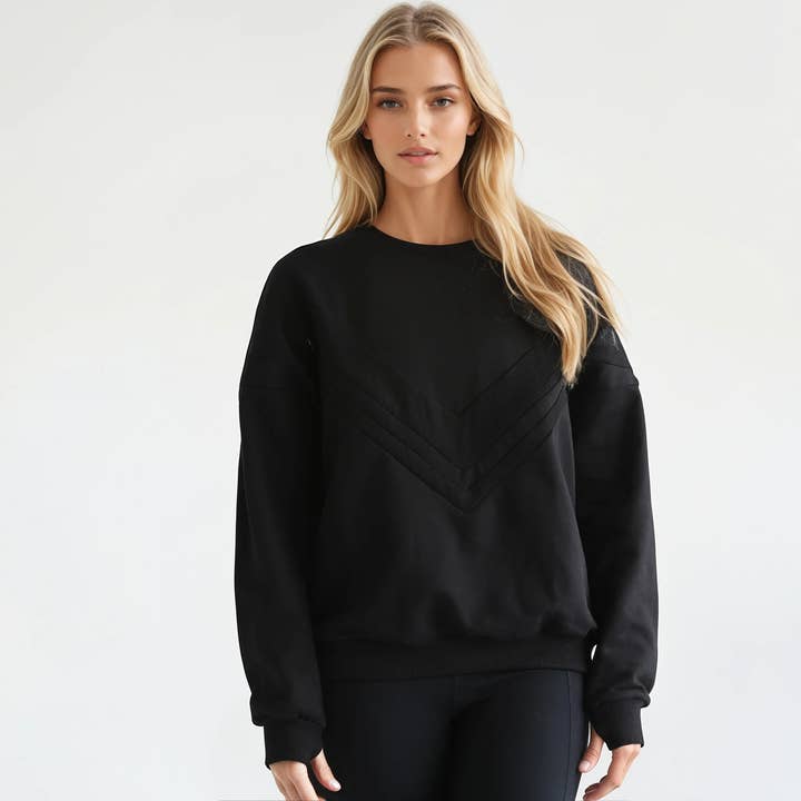 Noir Isabella Organic Oversized Nursing & Pregnancy Sweatshirt for wholesale on Faire2