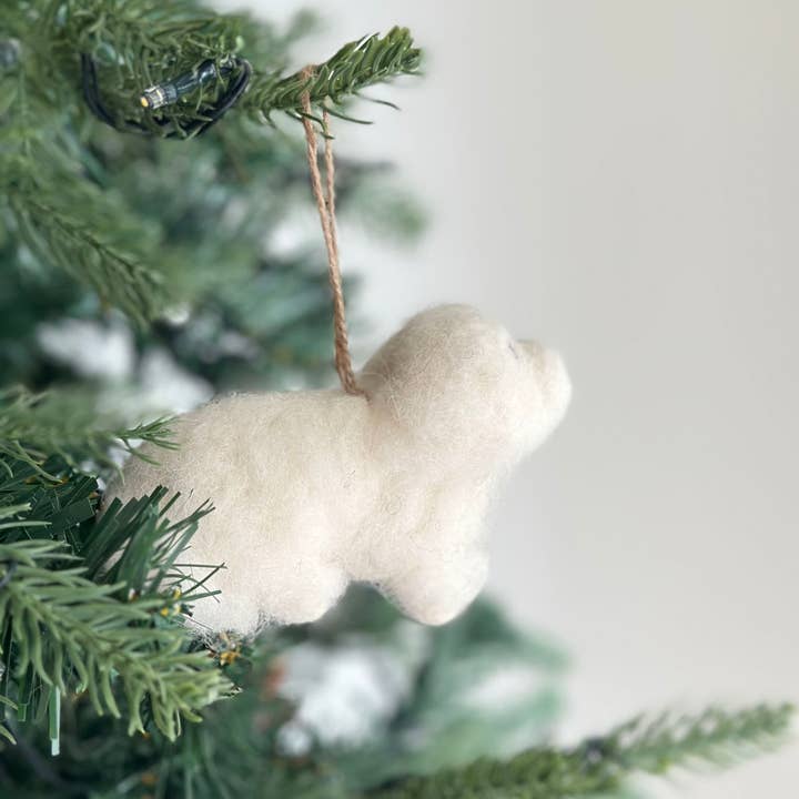 Ganapati - Wholesale Ornament - Felt Ornament - White Maltese Dog2