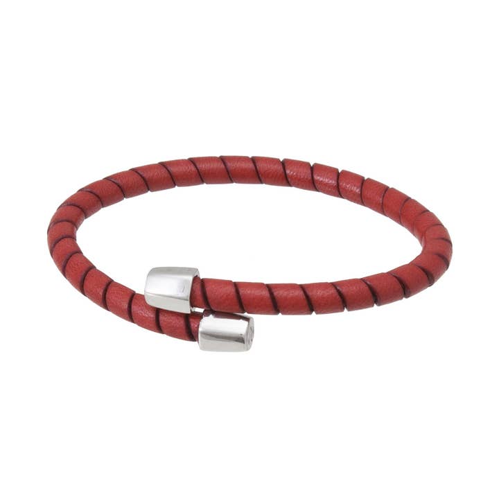 Bracciale femminile ETTORE in cuoio Rosso per la vendita all'ingrosso da parte di Roberto Mantellassi
