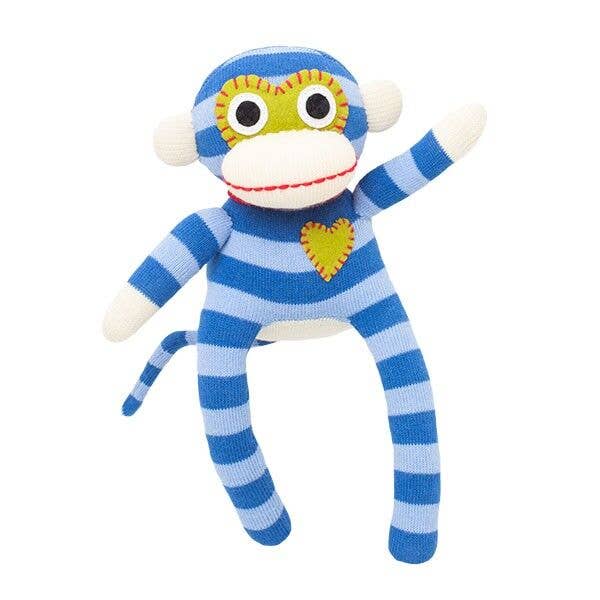 Meia de brinquedo macaco mini riscas azul/azul claro por atacado de HickUps