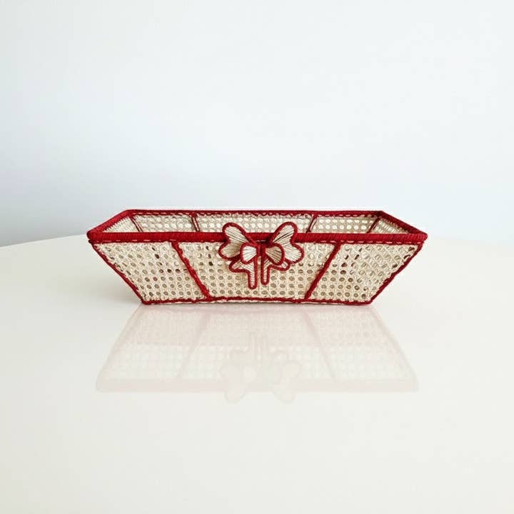Christmas Joy Square Handwoven Iraca Palm Tray for wholesale by Macondo Forever
