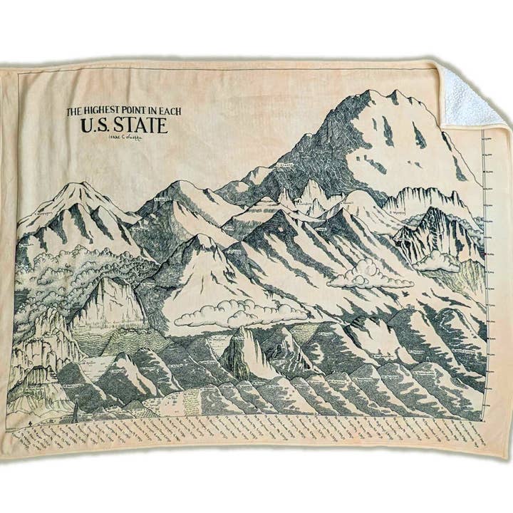 Lord of Maps - Wholesale Throw Blanket - Highest Mountain Map Sherpa Blanket