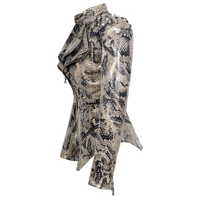 UZ Wholesale Store - Vente Veste en cuir – femme - Veste moto en cuir lavé slim fit avec rivets5