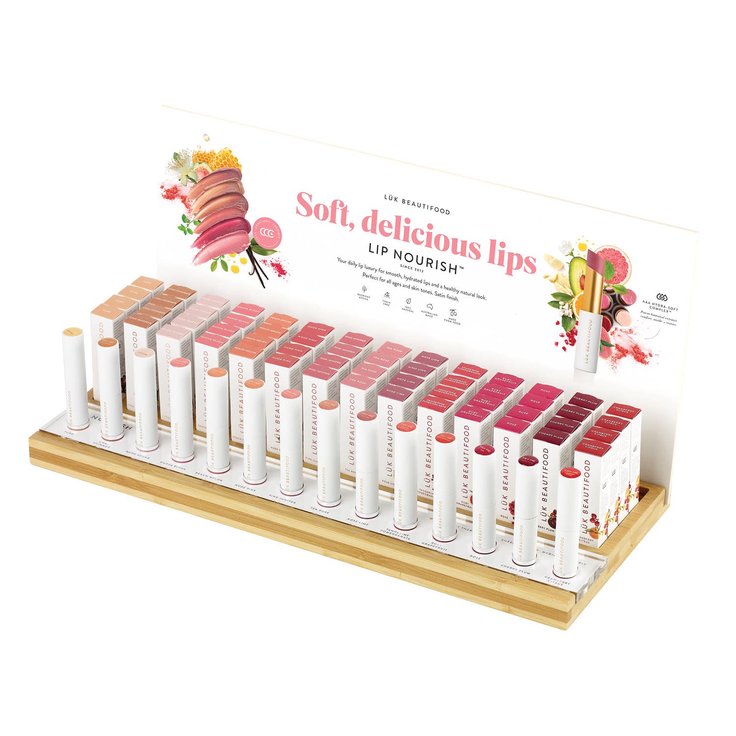 LÜK BEAUTIFOOD [🇦🇺 AUS + USA🇺🇸] - Wholesale Lipstick - Lip Nourish™ Lipstick Bundle (56) inc Testers + Free Display1
