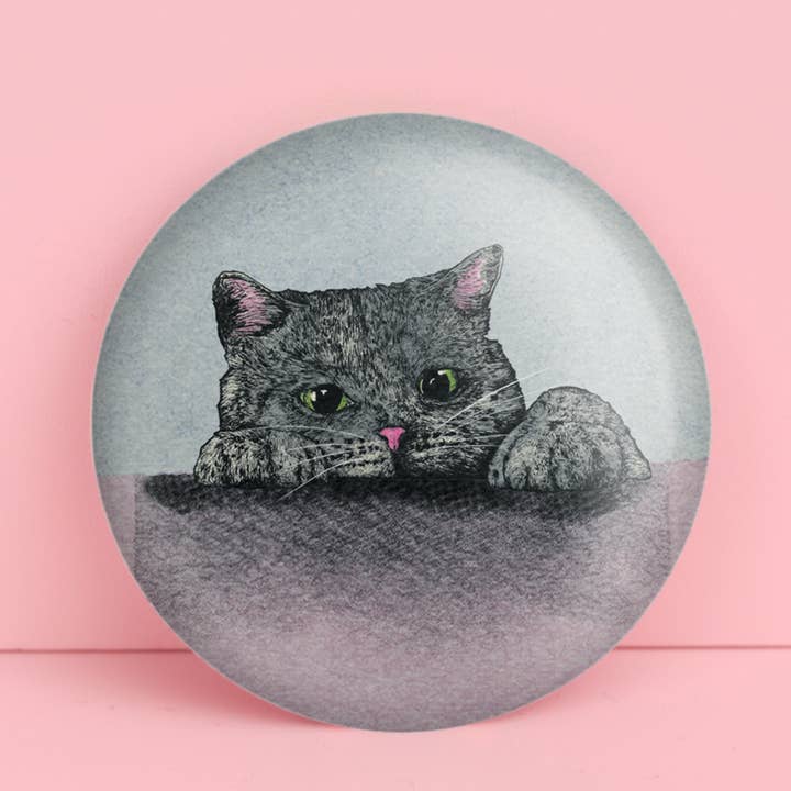Sneaky Black Cat Pocket Mirror | Make Up Mirror | Cat Gift for wholesale by Fawn & Thistle Ltd (US Duties Paid)