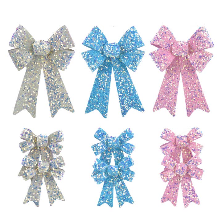 1PK AND 2 PK VELVET SEQUIN BOW ASST for wholesale by Country Silk