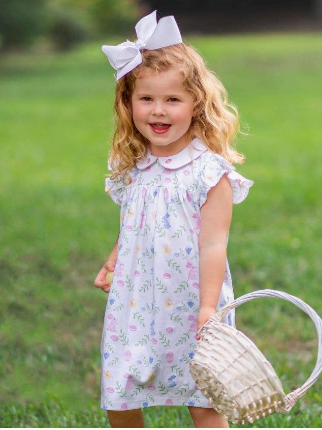 Marco and Lizzy - Vente Robe – enfant - Robe flottante de Pâques pour fille à motif floral avec lapins2