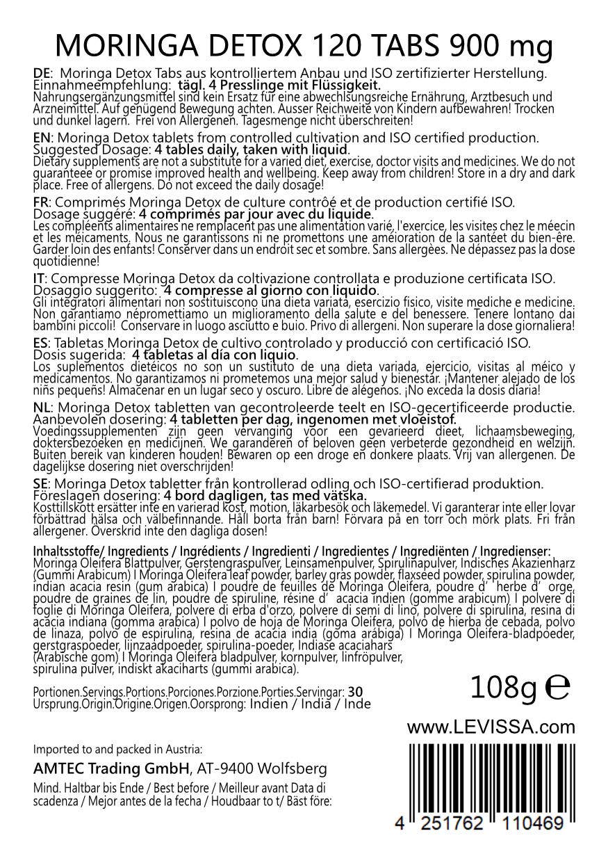 AMTEC Trading GmbH - Wholesale Oral Supplement/Vitamin - MoriVeda® Moringa Detox Tablets 900 mg Vegan Pack of 1207