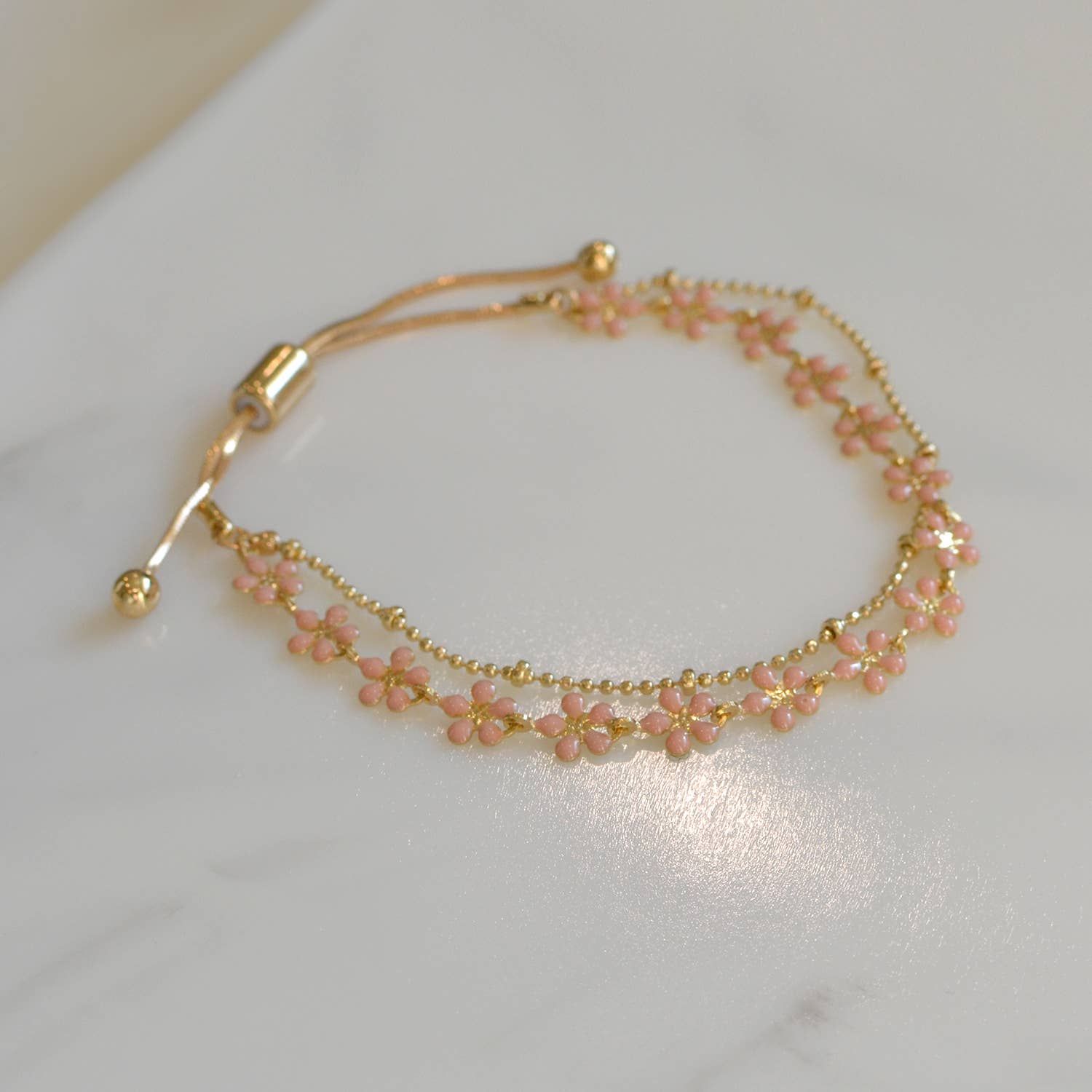 StarryNYC - Wholesale Schakelarmband - Verstelbare kettingarmbanden met gekleurde epoxyemaille bloemen2