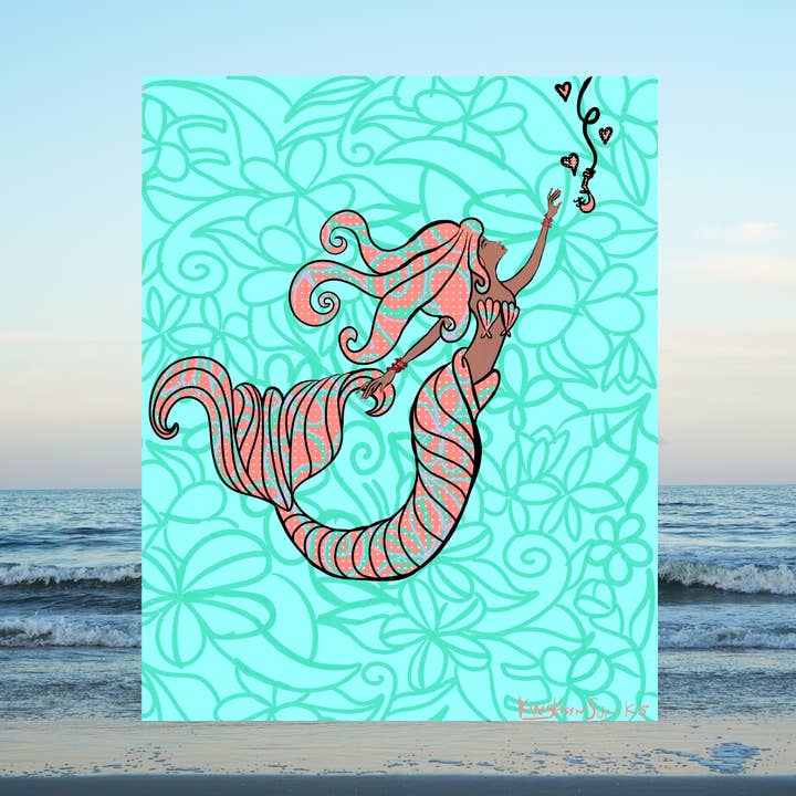 Impression d'art de sirène d'Hawaï pour la vente par Of Light & Sea