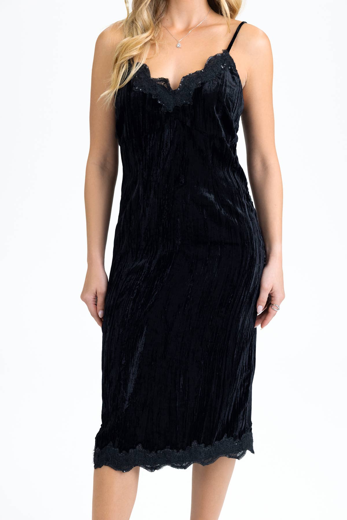 Miss Me - Wholesale Dress - Women's - CRUSHED VELVET MIDI DRESS - MD1862T2