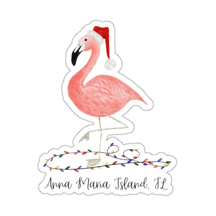 Festlicher Flamingo-Aufkleber für den Großhandel von Anna B Paints