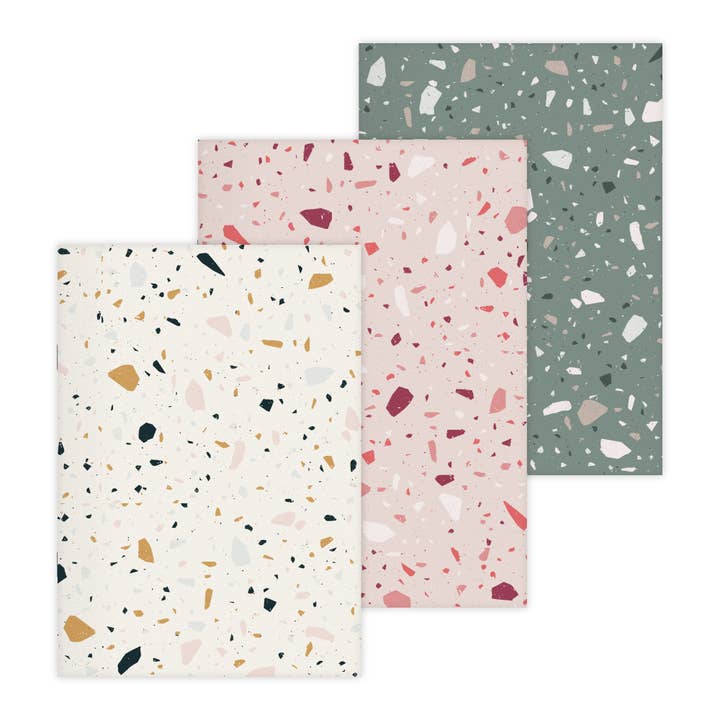 etmamu - Wholesale Notebook - Set of 3 Terrazzo A5 Patterned Notebooks1