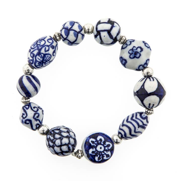 Bracelet perles bleu de Delft pour la vente par Heinen Delfts Blauw
