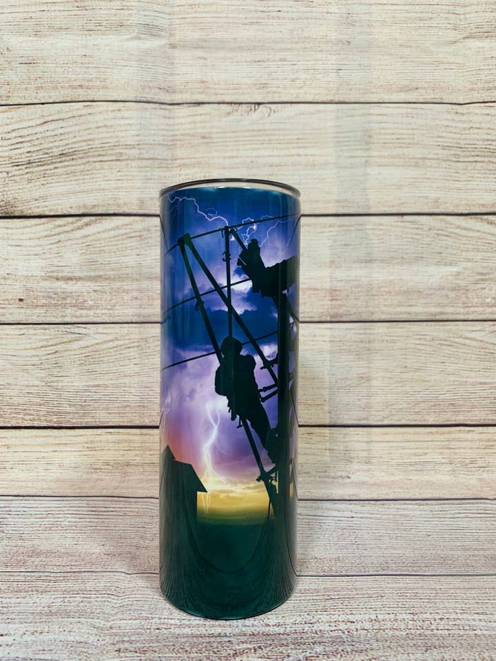 Linemen tumbler for wholesale by Tiffany’s Grace Boutique