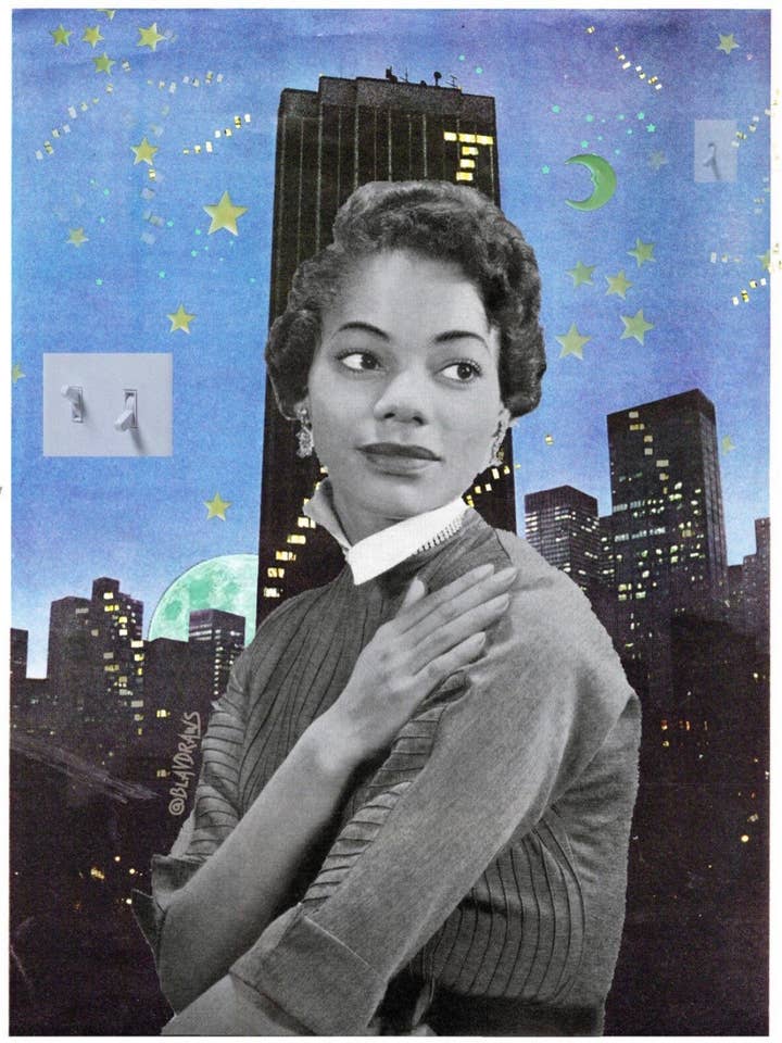 Midcentury Woman Art Print for wholesale by City and Flower Collage