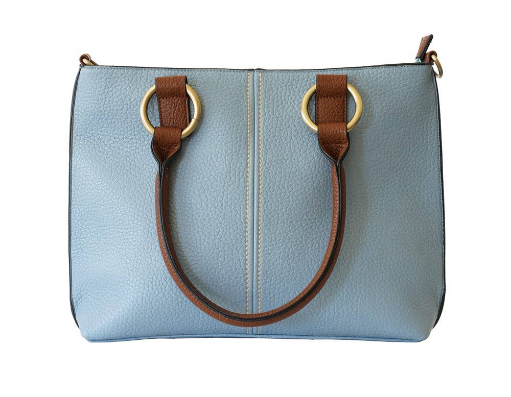 22 Tote - Wholesale Tote Bag - Women's - Pebbled Vegan Leather Triple-Compartment Shoulder Tote Bag19