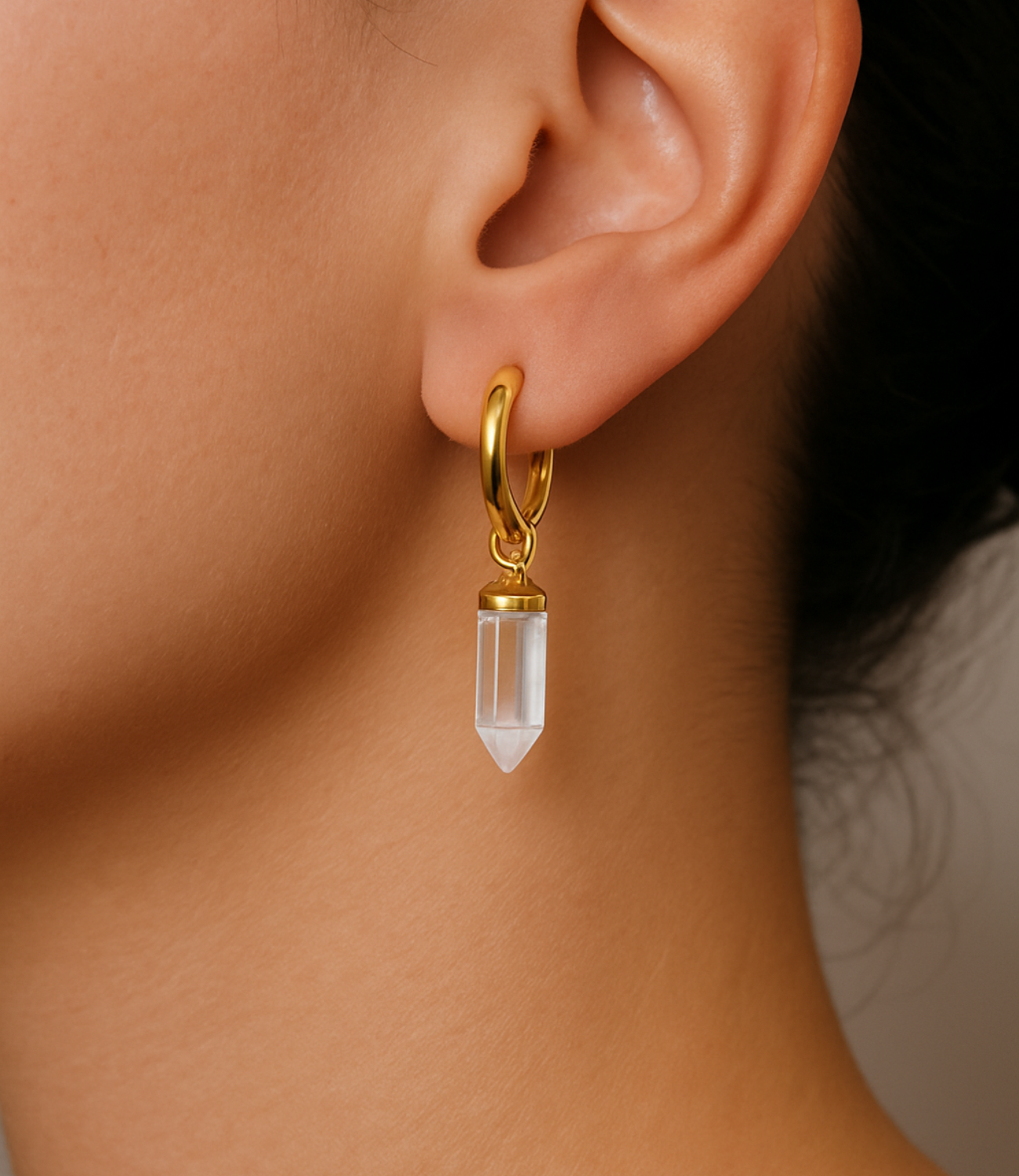PHOEBE´S - Wholesale Dangle Earrings - Pendientes Colgantes con Piedra Natural Puntiaguda – Oro de 18K1