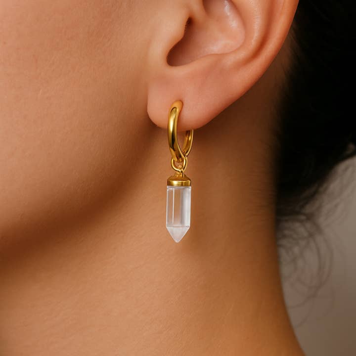 PHOEBE´S - Wholesale Dangle Earrings - Pendientes Colgantes con Piedra Natural Puntiaguda – Oro de 18K1