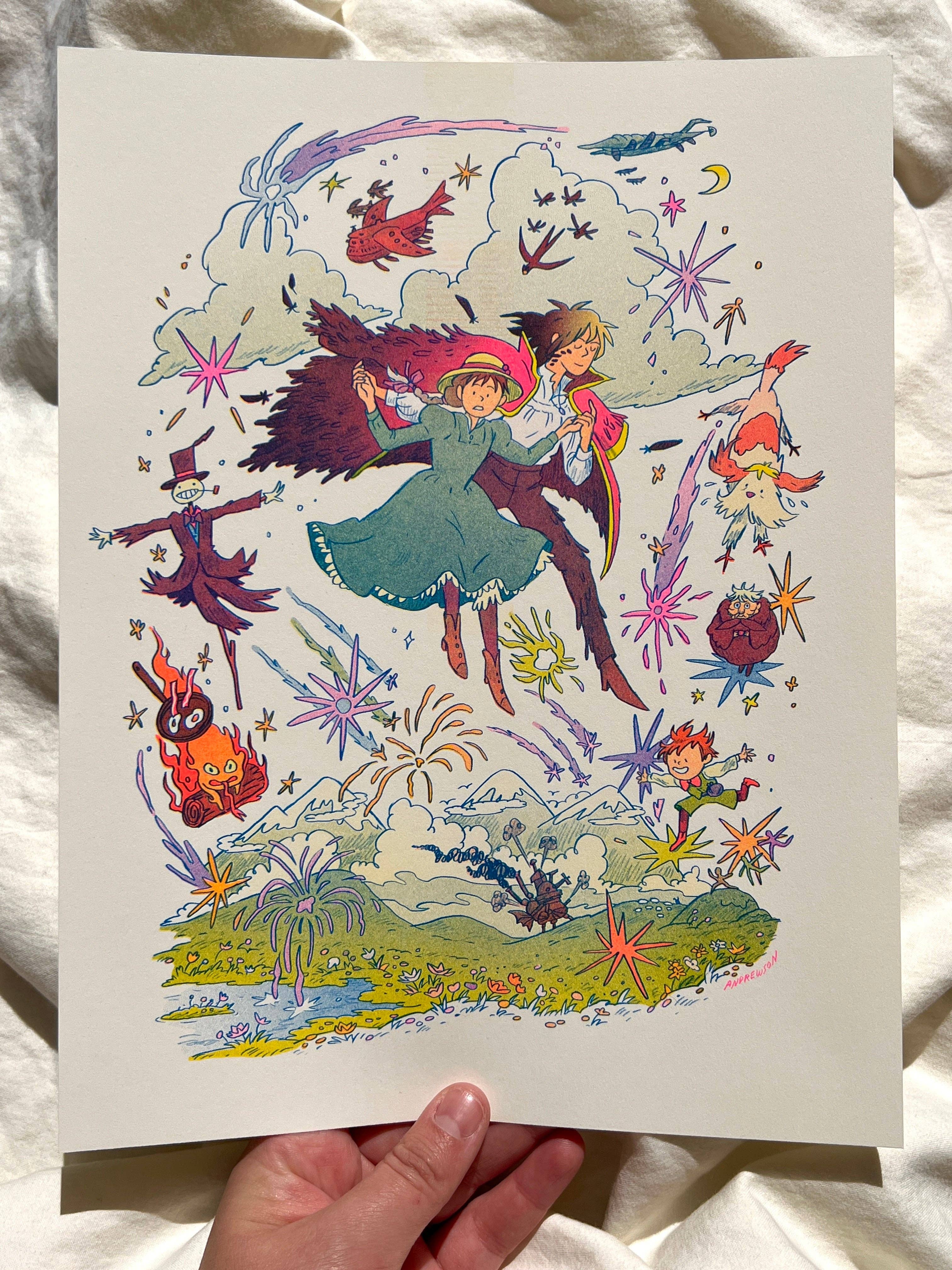 Natalie Andrewson - Wholesale Art Print - Howl's Moving Castle Small Riso Print