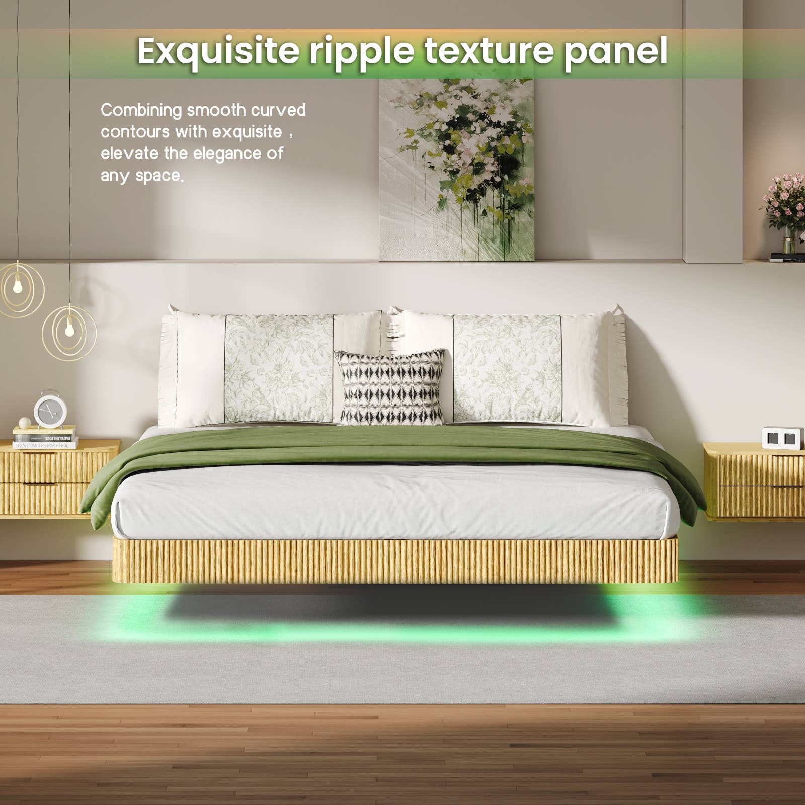 39F Inc. - Wholesale Bed - Floating Bed Frame with LED Lights  2 Sizes and 2 colors16