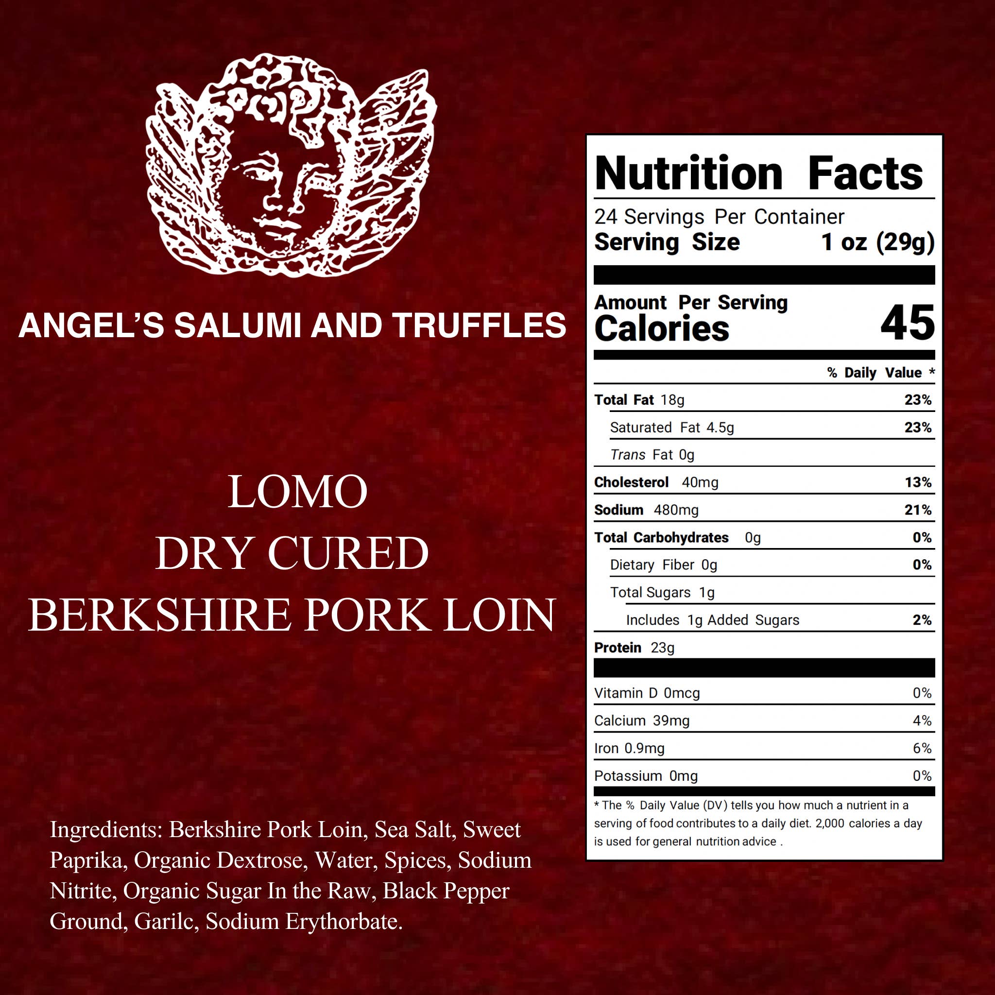 Angel's Salumi & Truffles - Wholesale Pork - Lomo - Dry-Cured Berkshire Pork Loin (1.5lb/ea)4