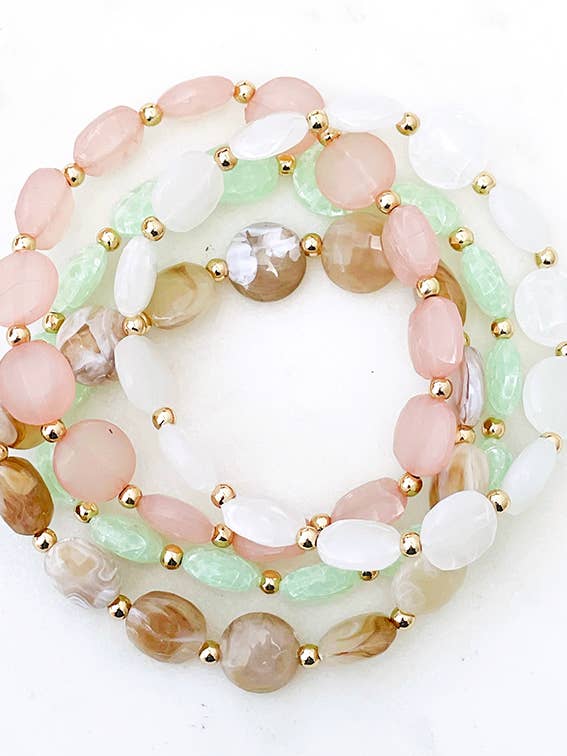 Ensemble de bracelets à perles plates pour la vente par The Lucky Collective