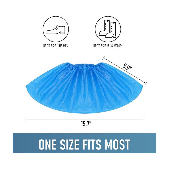 Trio Trading - Wholesale Shoe Accessories - Disposable CPE Shoe Covers, Blue Color, One Size For Adults 1