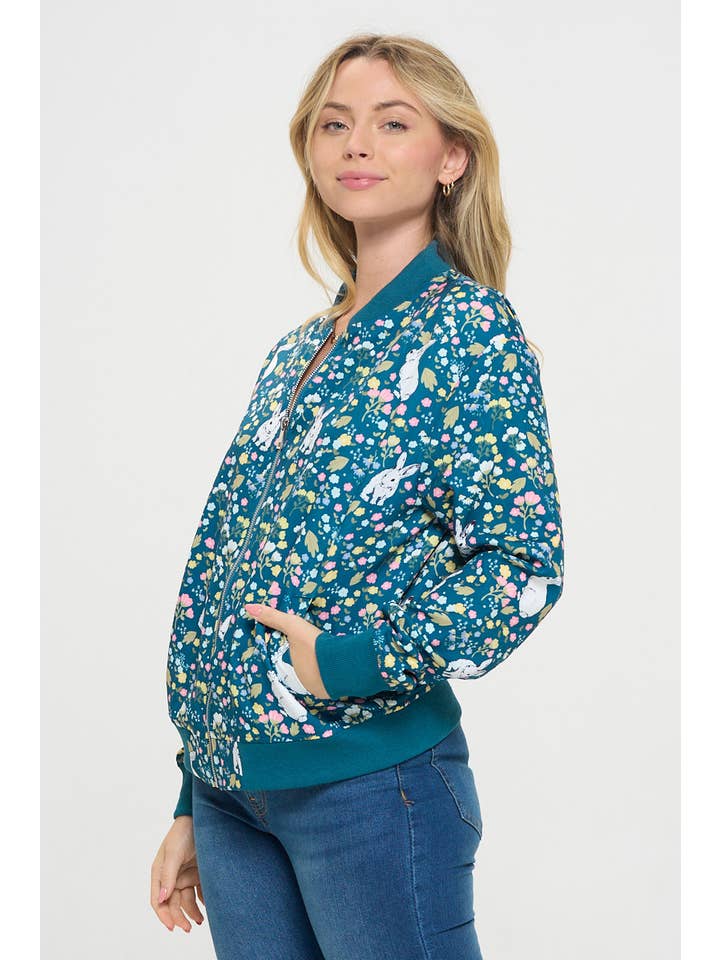 SM WARDROBE – Großhandel Bomberjacke – Damen – BOMBERJACKE BUNNY FLORAL