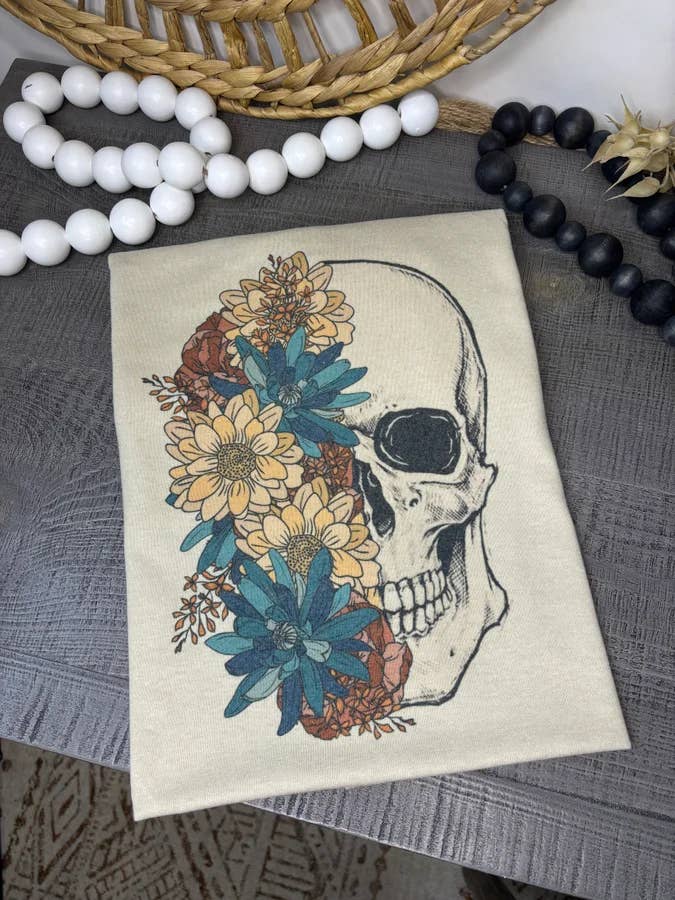 Floral Skull (Gildan Sub T-Shirt) for wholesale by 1/2 Penny Wholesale