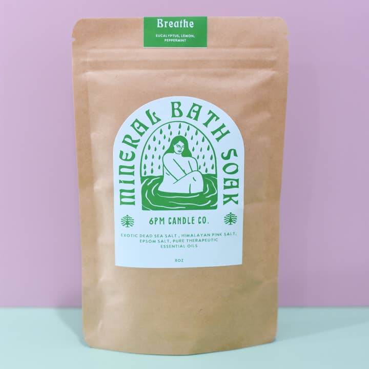 Breath Mineral Bath Soak for wholesale by 6pm Candle Co.