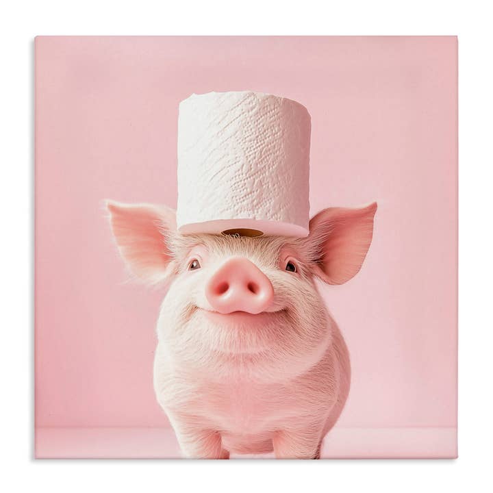 Stupell Industries - Wholesale Wall Sign - Silly Piggy Pink Toilet Paper - Unframed Wall Art8